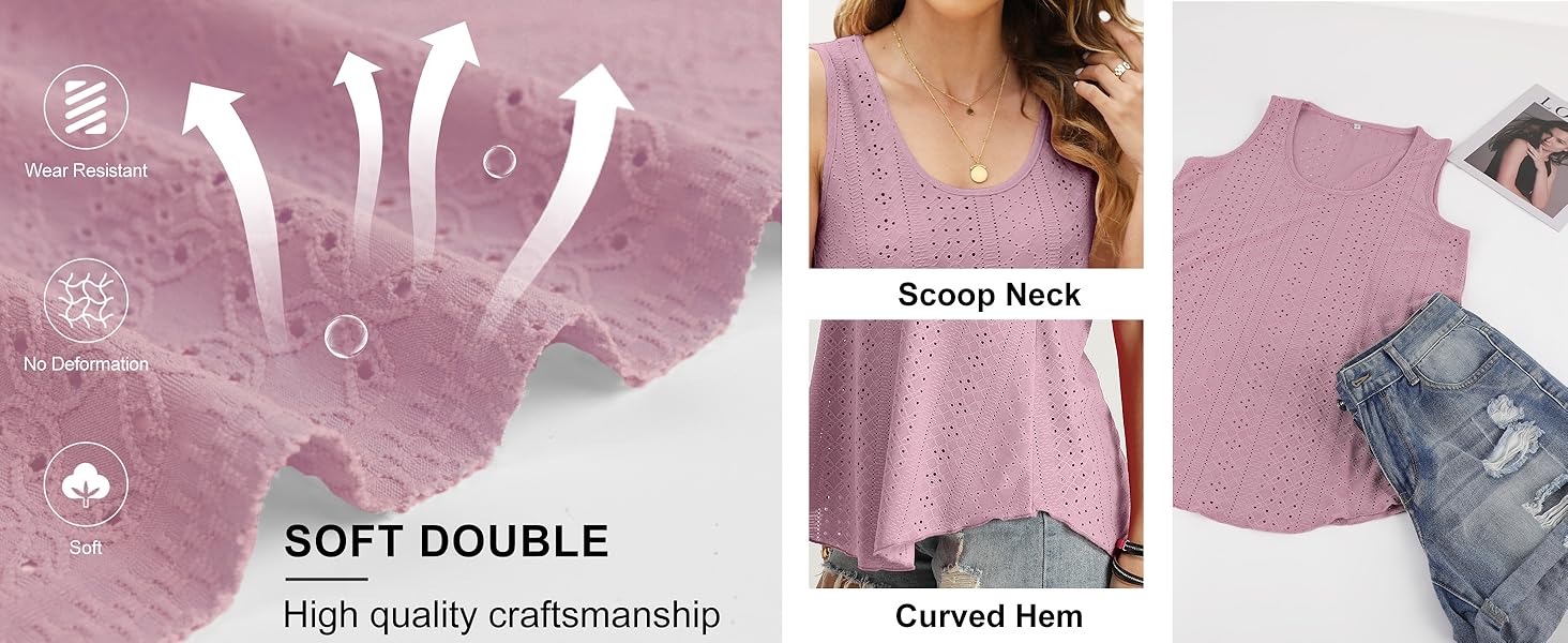 WIHOLL Womens Tank Tops Sleeveless Eyelet Embroidery Scoop Neck Loose Fit Casual Summer Flowy #Springtok Outdoorfun Floral WIHOLL Womens Tank Tops Sleeveless Eyelet Embroidery Scoop Neck Loose Fit Casual Summer Flowy #Springtok Outdoorfun Floral