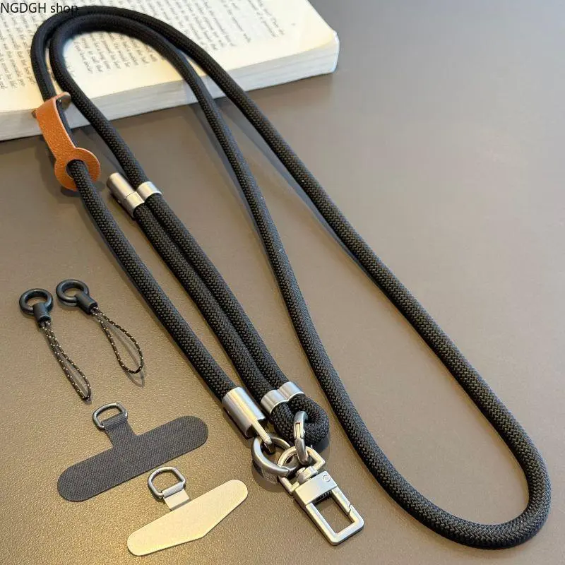 Popular Thick Braided Rope Phone Crossbody Strap,Heavy Duty Detachable Neck Lanyard with Tether Patches,Anti‑Drop Smartphone Lanyard for Hiking Commute Vacation