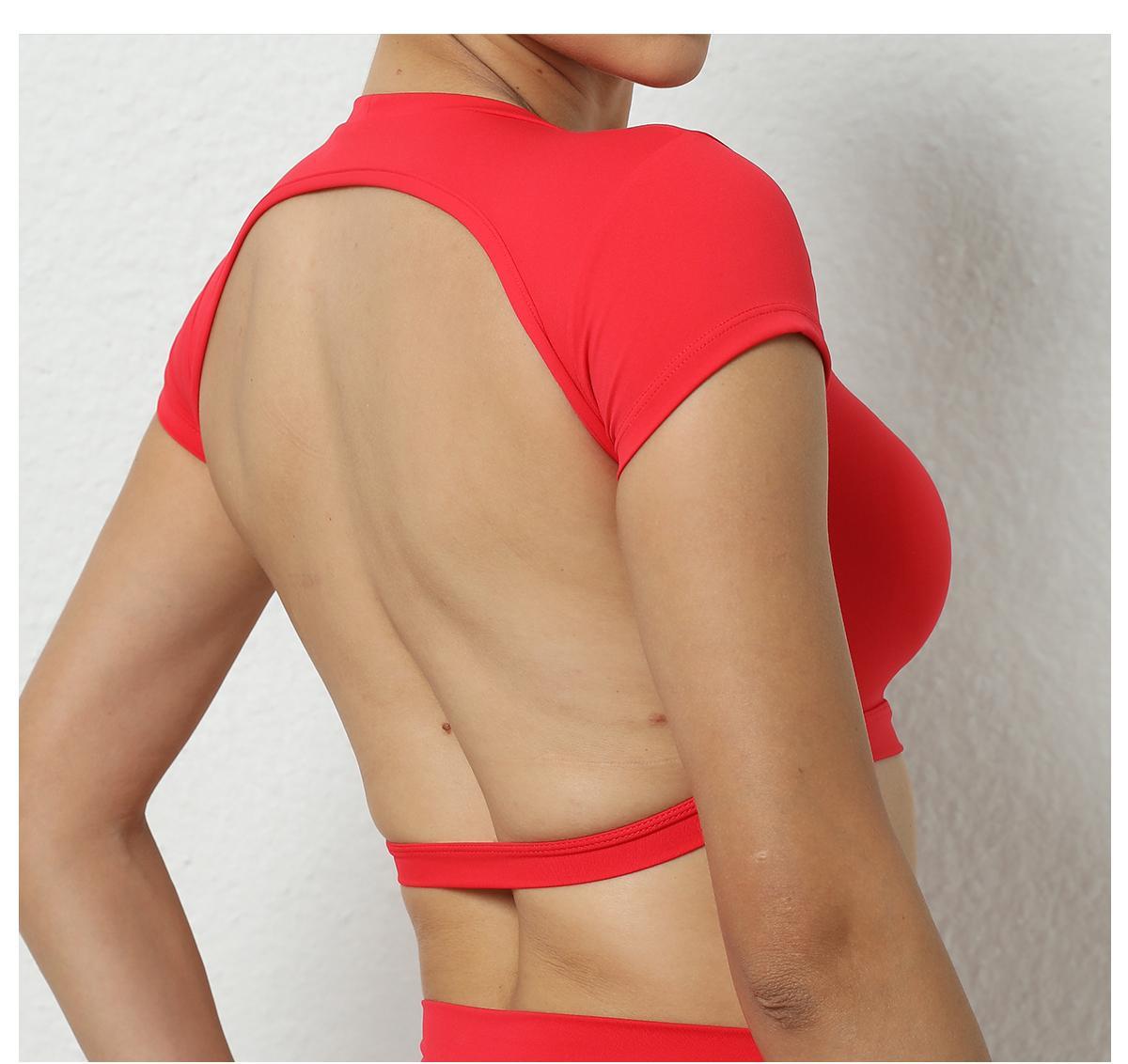 Sports Muscle Back Tee Without Padded Women Backless Sports Shirts Workout Gym Training Yoga T-Shirt Outdoor Open Back Tops