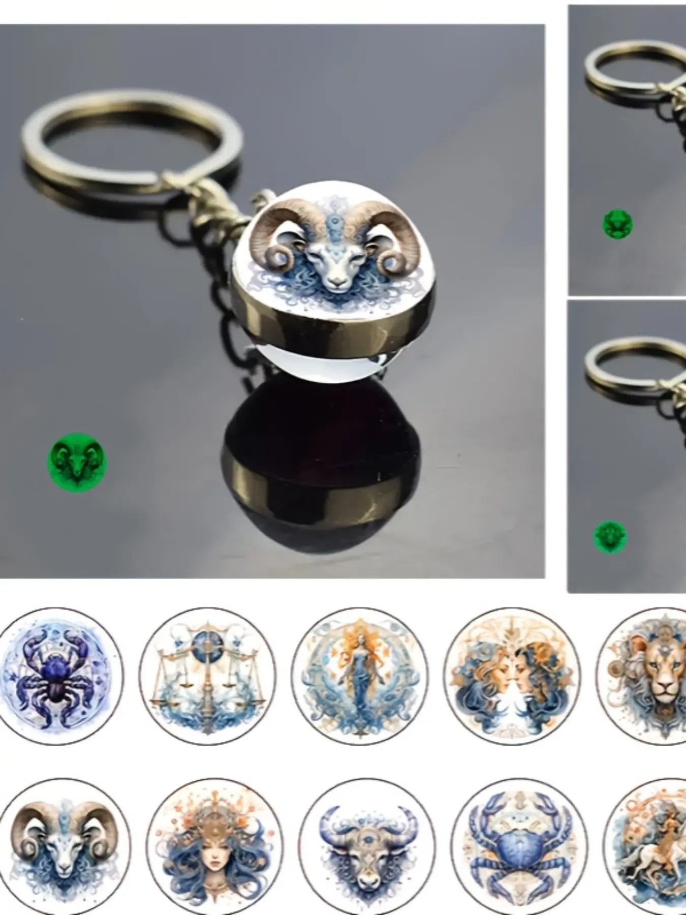 Glowing Crystal Glass Keychain, 12 Zodiac Night Light Key Ring, Birthday Gift, Creative Present, Unique Accessories for All Occasions