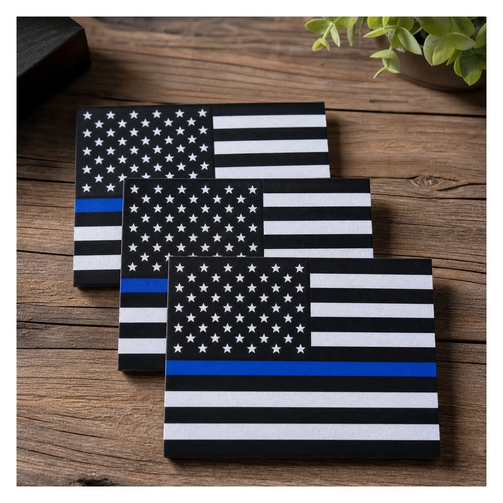 3pcs Reflective US Flag Stickers, Thin Blue Line American Flag Decal for Car Laptop Bumper, 5"x3" Vinyl, Support USA Police and Law Enforcement OfficersGift