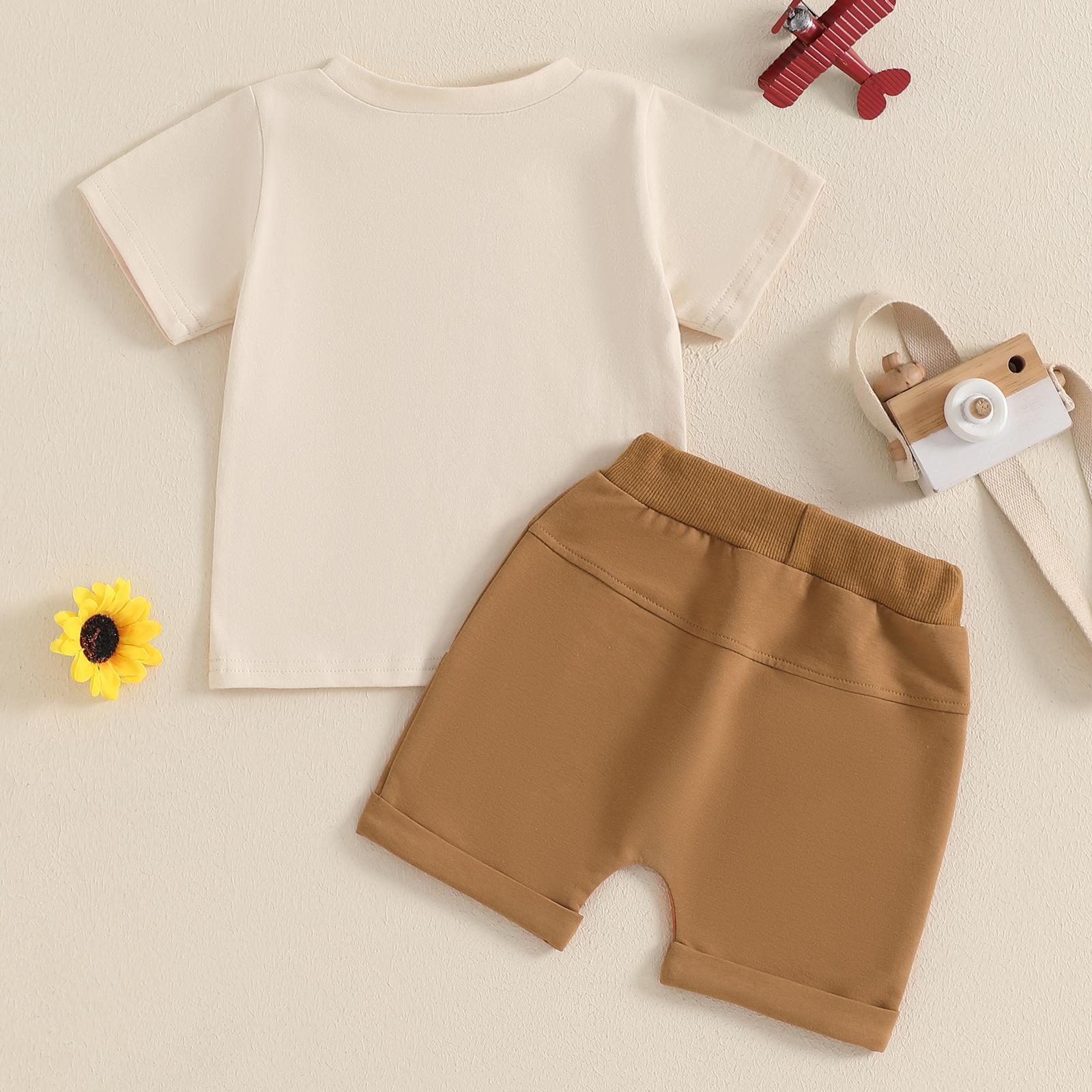 Toddler Baby Boy Summer Outfits A Little Dirt Letter Print Short Sleeve Shirt and Waist Shorts Pocket 2 Pcs Set Summer Clothes Toddler Baby Boy Summer Outfits A Little Dirt Letter Print Short Sleeve Shirt and Waist Shorts Pocket 2 Pcs Set Summer Clothes