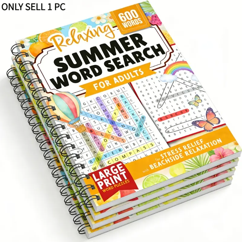 Bestselling A4 Summer Engaging Word Search Book for Adults - 600 Historical Terms Large Print Puzzles, Stress Relief Beach Activities, Coloring & Writing Notebook, Fun Challenging Word Games, Mental Stimulation, Activity Books