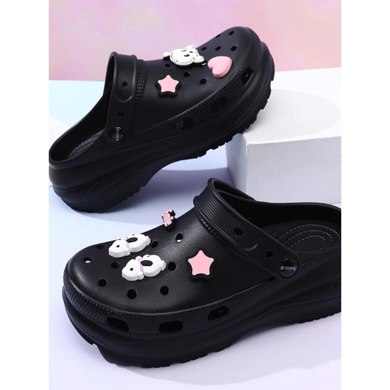 (New)Women's Pink Cute Cartoon Decorated Clogs, Thick Bottom Slippers, Casual Comfortable Non-slip Clogs for Indoor Outdoor Wear, Ladies Slippers, Lightweight Slipper, Summer Comfy Clogs for Daily Wear, Walking Shoes