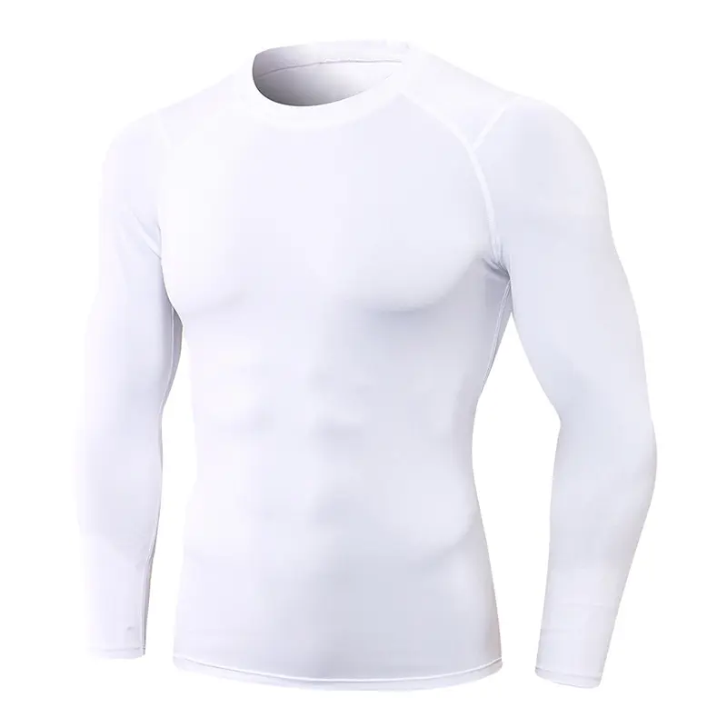 New men's sports long sleeved outdoor running tight training T-shirt, high elasticity quick drying fitness suit