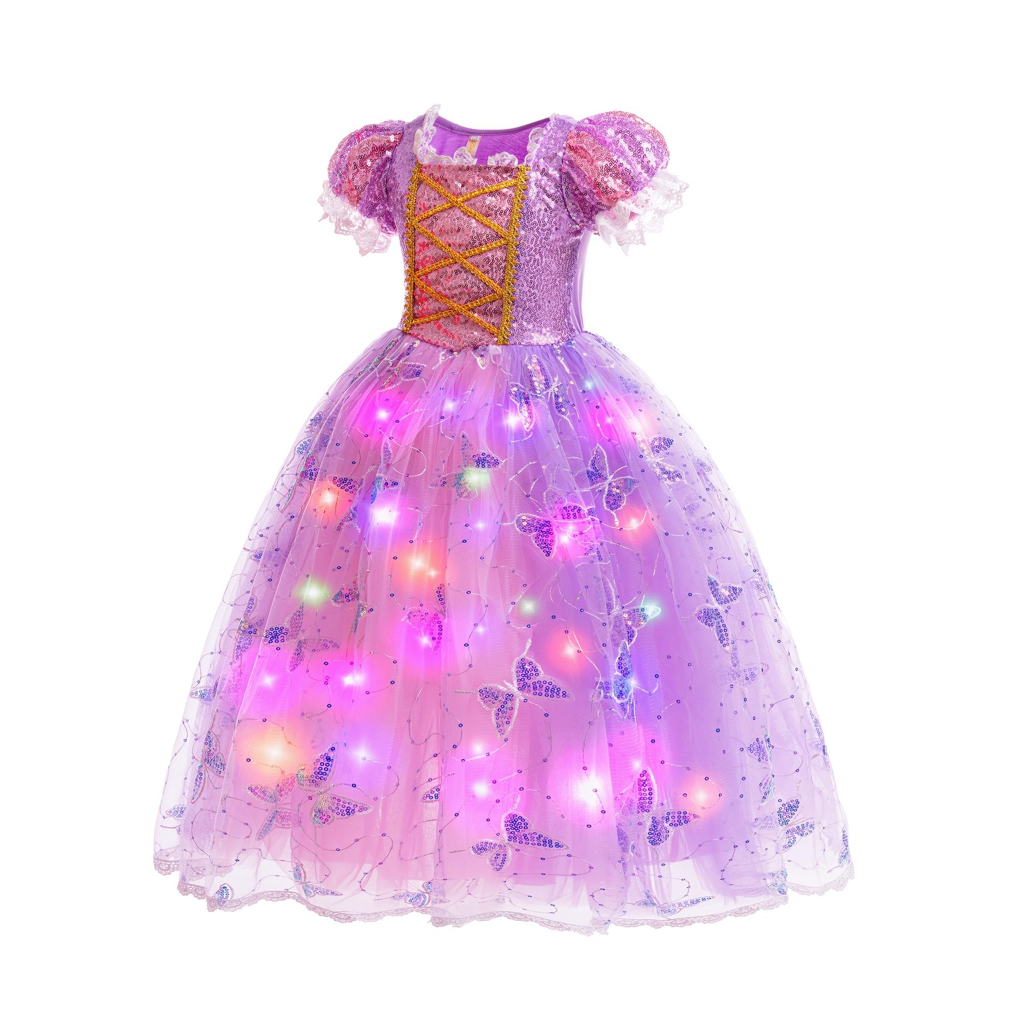 Girl's Light-Up Princess Dress with Gloves, Lining - Perfect Themed Parties and Holiday Gifts, LEADTEX Costume Decoration Gifts  Gifts