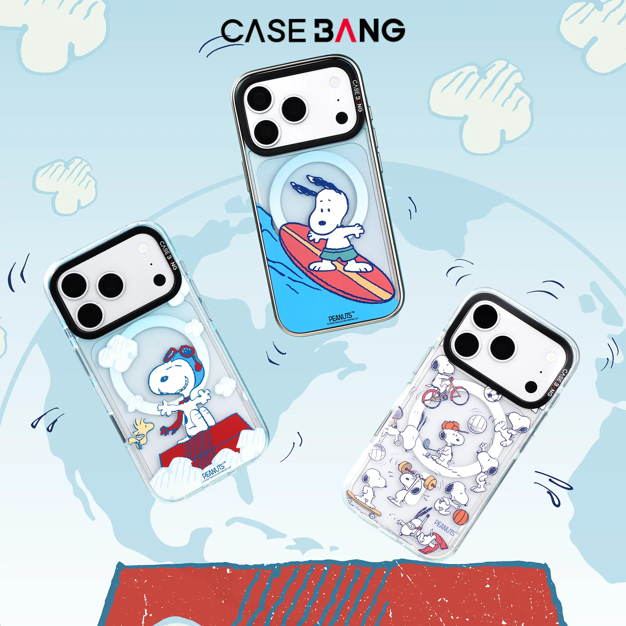 [Base Cover+Snap Set]For iPhone 13-18,CASEBANG Snoopy Series ImagiSnap MagSafe Case,Replaceable Back, Military Drop Protection