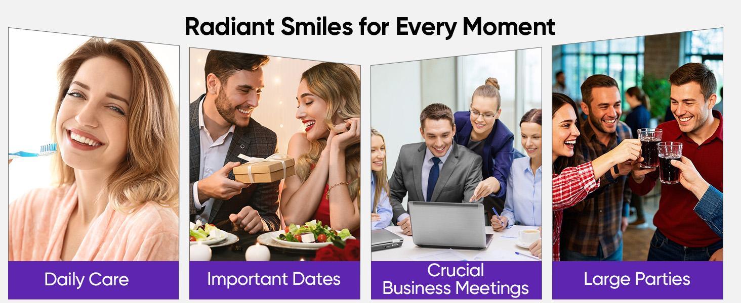 14 Pairs Purple Teeth Whitening Strips, Gentle Deep Cleaning Teeth Strips Whitening Sessions - Tooth Stain Treatment Caused by Coffee - Safe for Enamel - Non Sensitive Teeth, Gel Daily Oral Care Teeth Stain Cleaner for Men & Women, Radiant Peroxide-Free