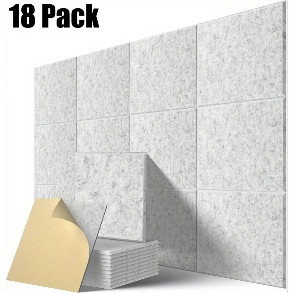 18-Piece Self-Adhesive Soundproof Wall Panels, High-Density Acoustic Foam Boards, Ideal for Home and Office Noise Reduction