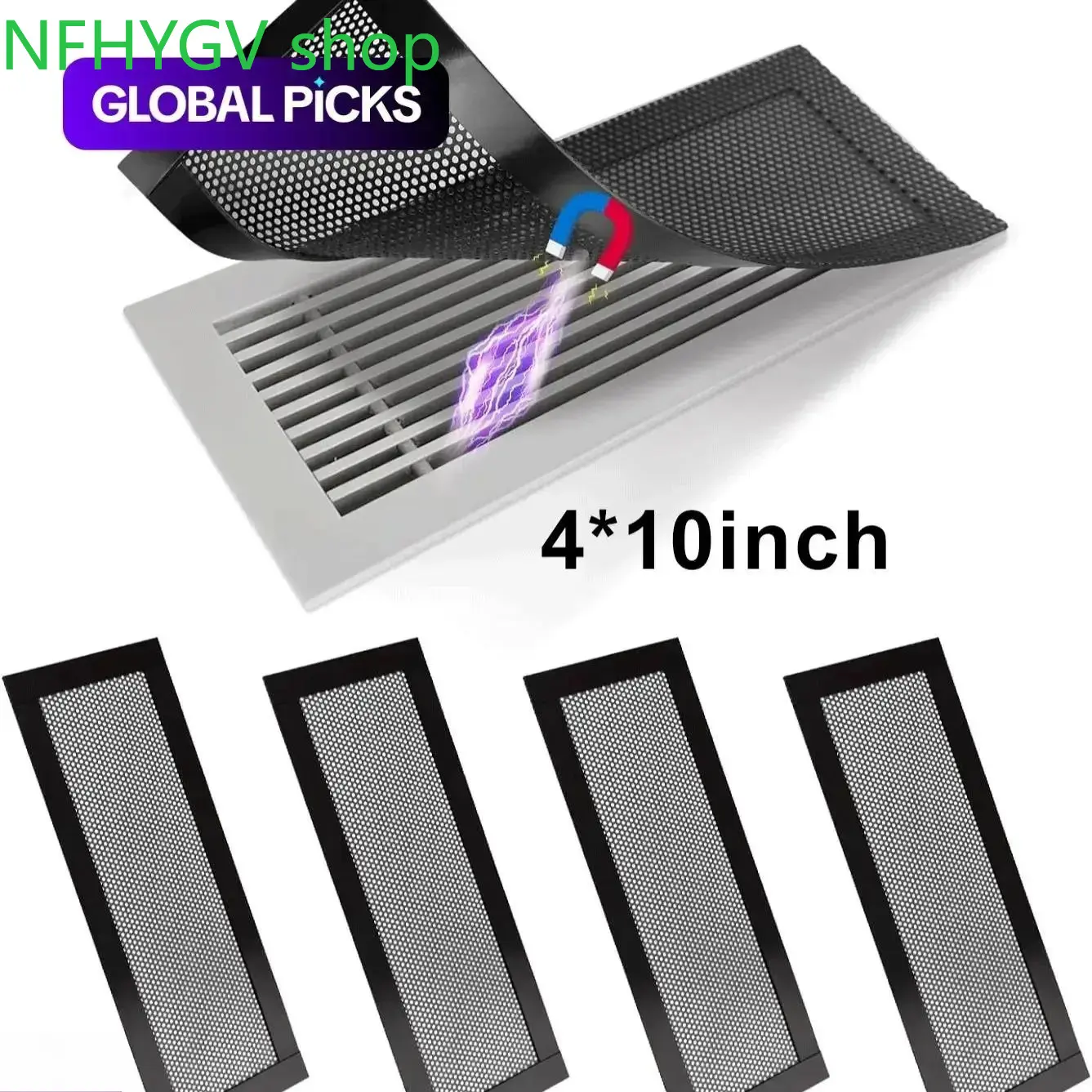 4-Pack Magnetic Vent Covers, Removable Washable Air Vent Filters Blocking Dust, Pet Hair And Debris, Easy Install Energy-Saving Vent Grilles With Quiet Airflow For Home, Office, Kids And Pets