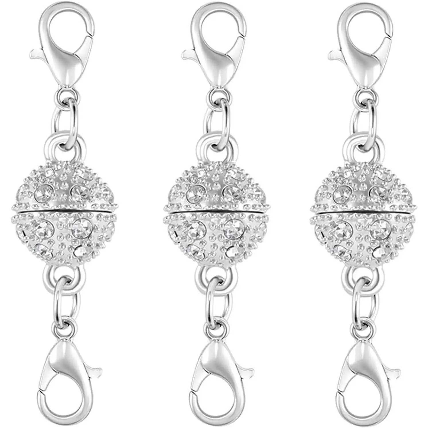 Clasps,  Ball Connectors with Lobster Clasps,  Necklace Clasps and Closures Easy-to-Use for  Closures (3pcs Silvery)