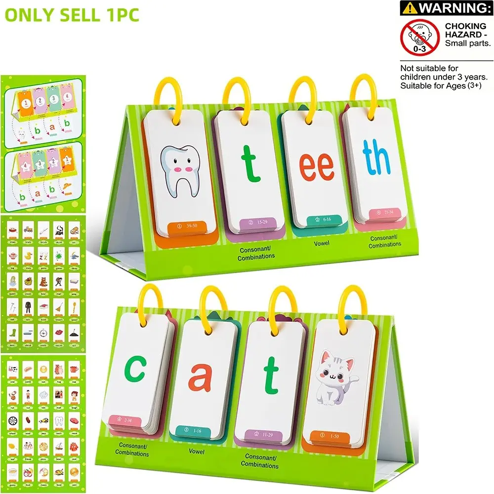 CVC & CVCC Phonics Word Flash Cards for Preschool and Kindergarten, Alphabet Learning Pocket Chart, Educational Tool for Students and Teachers, Flashcards Learning Alphabet, Toddler Flash Cards, Abc Flashcards for Toddlers
