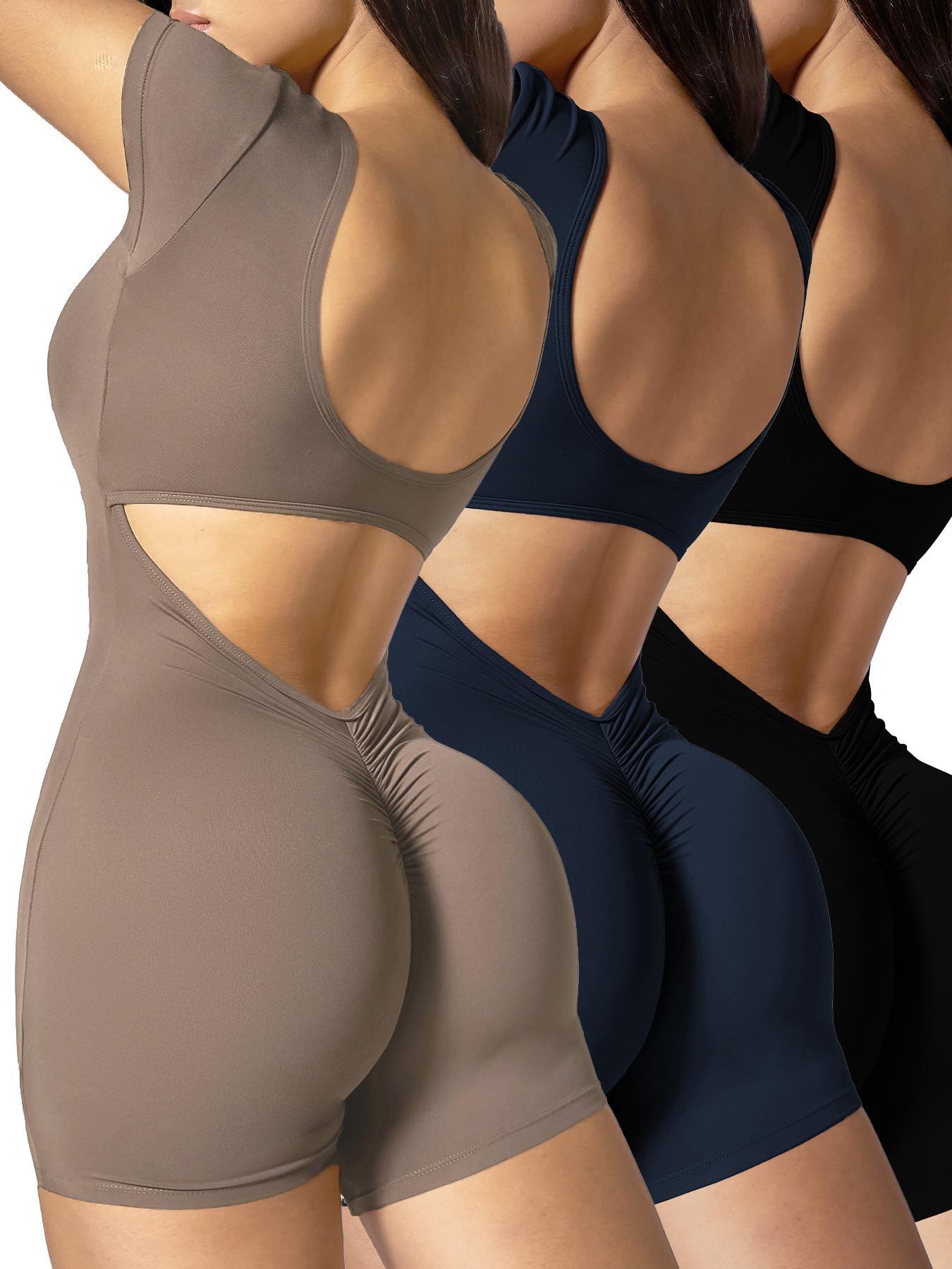 2024 Summer New Women's Slim Hip Lifting Sporty Jumpsuit Sexy Backless Short Sleeveless  Bodysuit Sportswear Jumpsuits