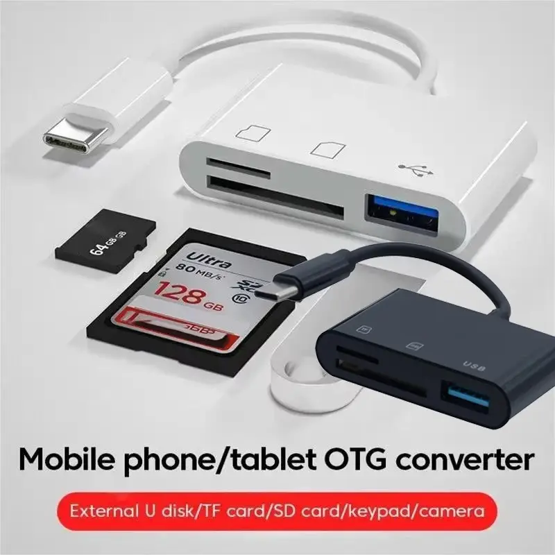 OTG 3in1 SD TF SIM Memory Card Reader Type C Adapter USB2.0 Recorder Flash USB-C for MacBook Pro Laptop PC Camera Mobile Phones