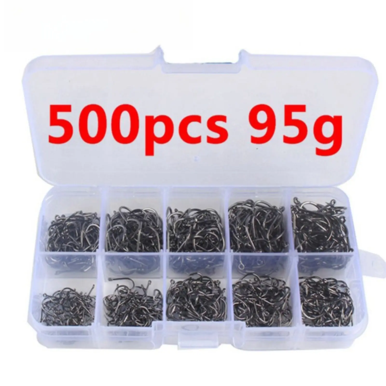 600Pcs/ 200Pcs High Carbon Steel Offset Iseama Fishing Hooks 3#-12#, 500 PCS Bulk Eyed Circle Hooks with Ring, Sharp Barbed Hook, Saltwater & Freshwater Bait Hooks for Bass, Trout, Carp & Catfish Tackle