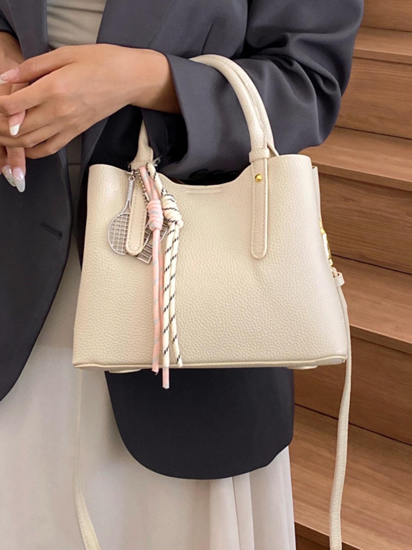 Women's Elegant Snakeskin Pattern Handbag, Fashionable Lychee Pattern Shoulder Bag with Top Handle, Casual Trendy Versatile High-quality Daily Commuting Bag, Commuter Bag, Elegant Bags