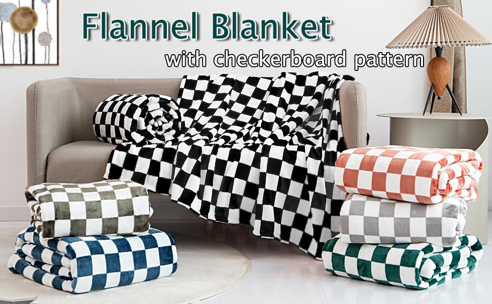 Plaid pattern flannel blanket, soft and comfortable, suitable for sofas, beds, armchairs, all-season use, luxurious, warm and cozy (black, 50*60)