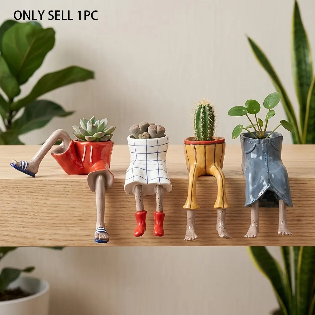 [Creative Trousers Vase] 1pc Piece of Creative Vase in The Shape of Trousers, Desktop Balcony Decorative Bottle, Suitable for Home And Outdoor Micro Plant Potted, Vases Home Decor