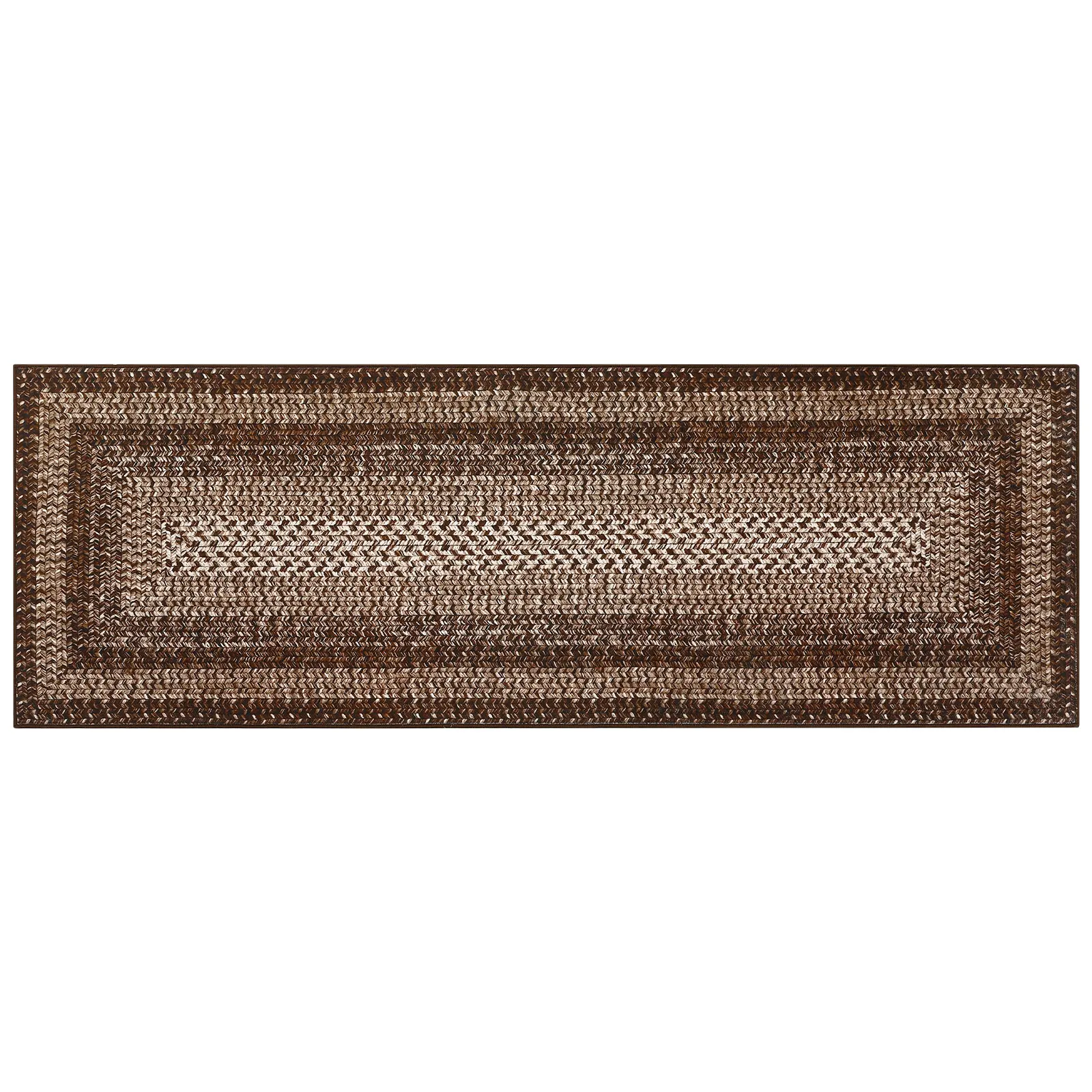 Garvee Boho Braided Area Rug - Machine Washable, Non-Slip, Mark Resistant Carpet - Geometric Print, Farmhouse Rustic Accent for Bedroom, Living Room, Dining Room, Nursery, Hallway, Kitchen - Brown/Grey, Multiple Sizes
