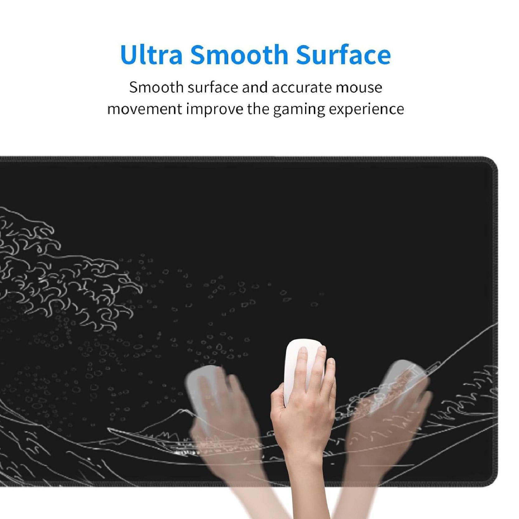 Rectangle Large Mouse Pad, 1 Count Wave Pattern Design Waterproof Mouse Mat with Non-slip Rubber Base, Smooth Desktop Mouse Pad for Home & Office, Gaming Desk Accessory