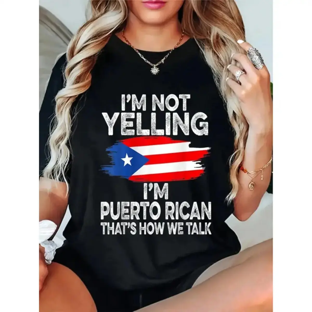 Funny Puerto Rico Flag I Don't Scream I'm T-Shirt Short Sleeve T-Shirt Women's Men's Graphic Tee Causal Tops Casual Tshirt