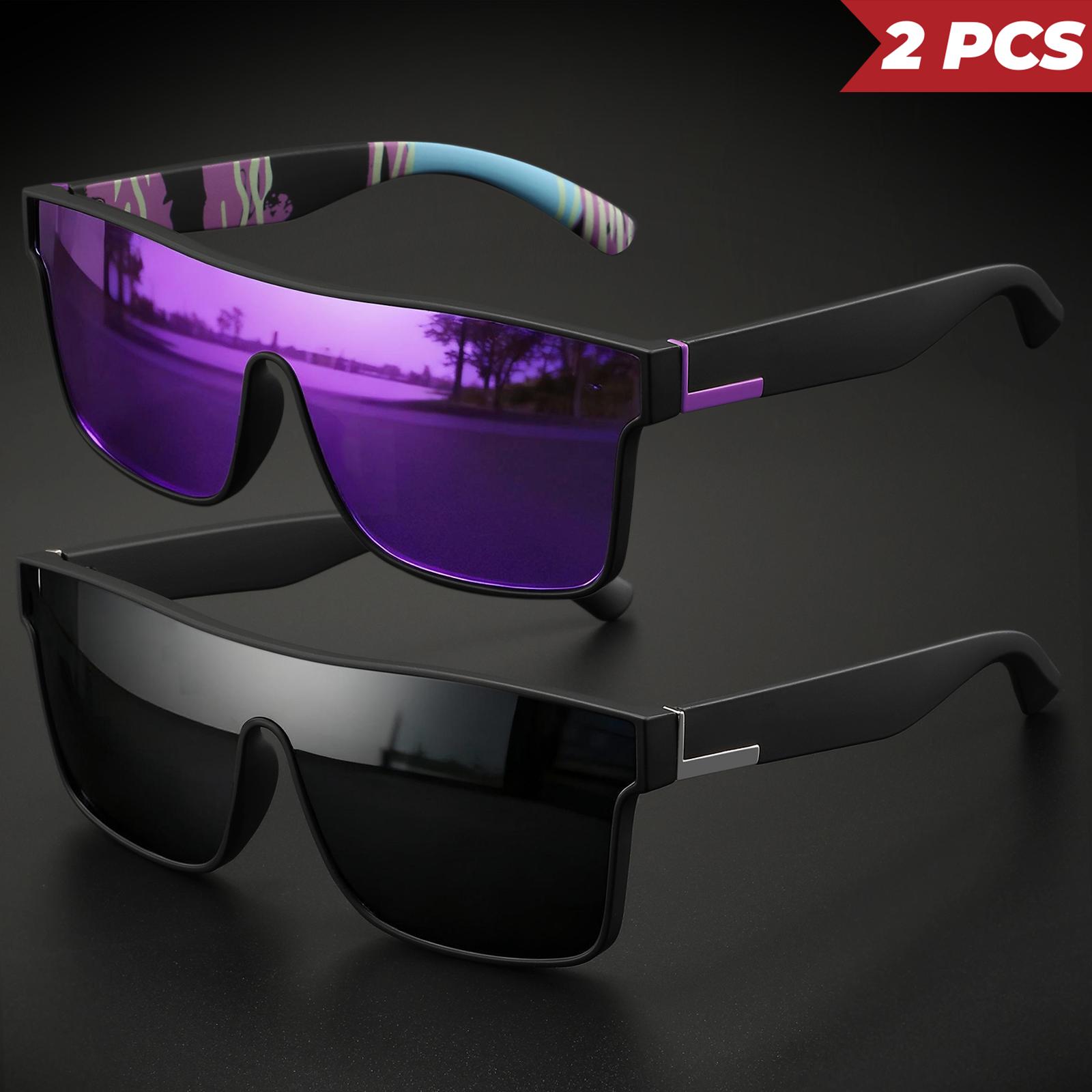 2 pairs of unisex sports sunglasses with integrated UV400 surround lenses, featuring colorful outdoor cycling options—suitable for running, driving, traveling, fishing, and everyday sun protection.