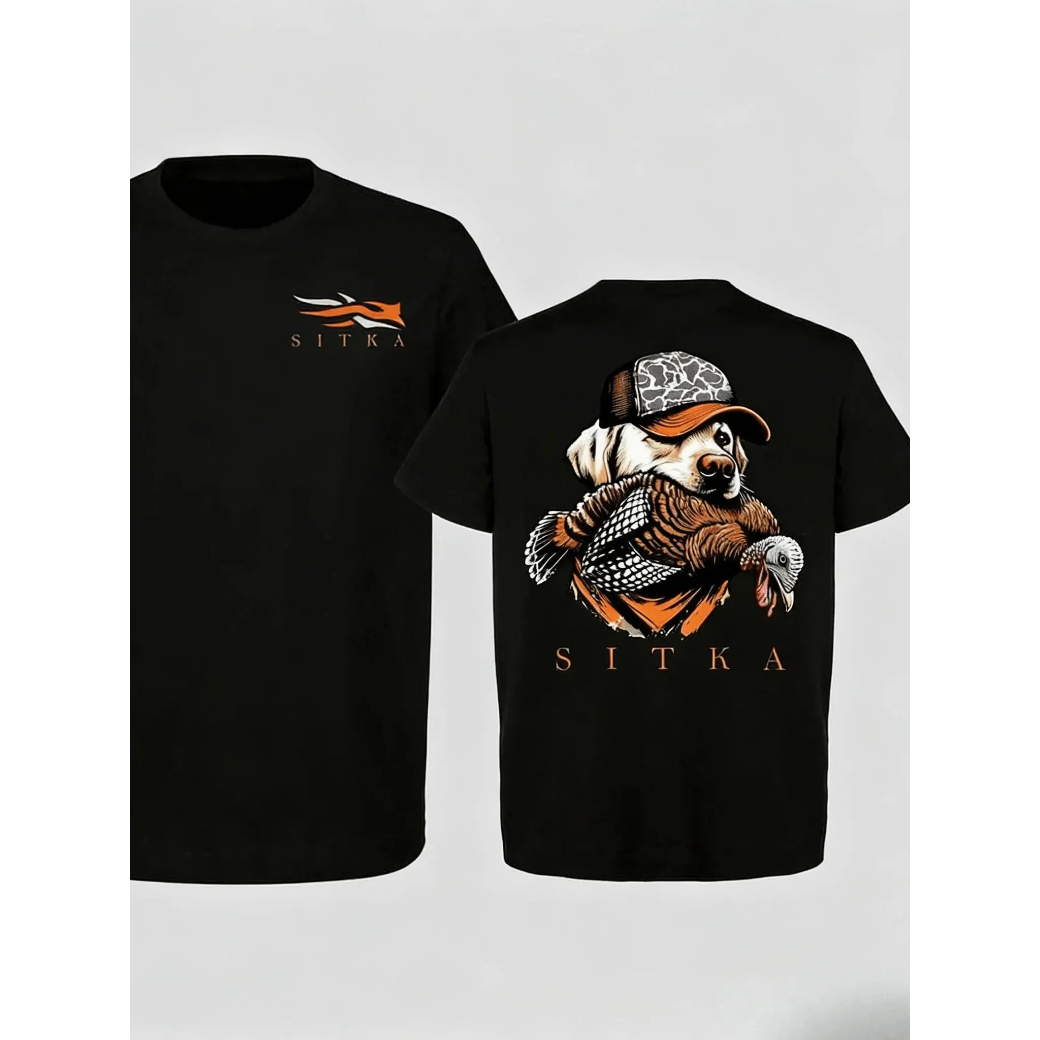 Mens Clothes, Hunting T-Shirt – Dog With Turkey Graphic, Retriever Hunting Apparel, Waterfowl & Upland Bird Tee,Summer Outfits,Streetwear,Y2k