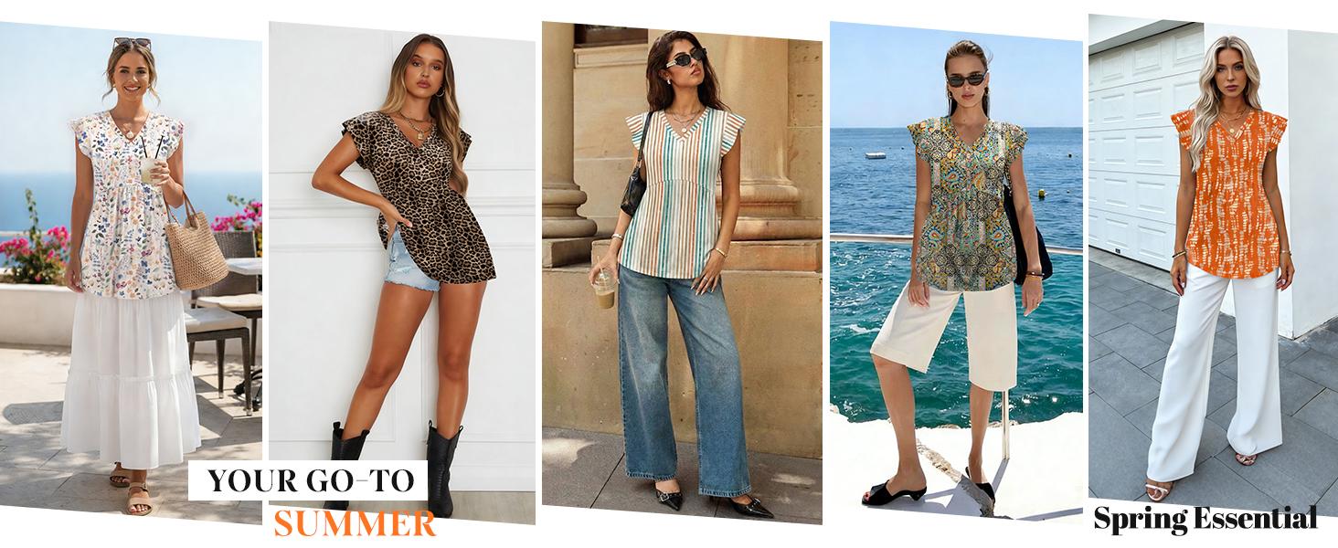 WIHOLL Womens Summer Tops 2026 Babydoll Shirts Ruffle Sleeve Spring Outfits Dressy Casual Blouses WIHOLL Womens Summer Tops 2026 Babydoll Shirts Ruffle Sleeve Spring Outfits Dressy Casual Blouses
