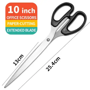 10 Inch 25.4cm Extra Long Stainless Steel Scissors, Sharp Wear-Resistant Shears for Office, Home, Package Cutting, Kids DIY Art Craft, Office Cutting Supply