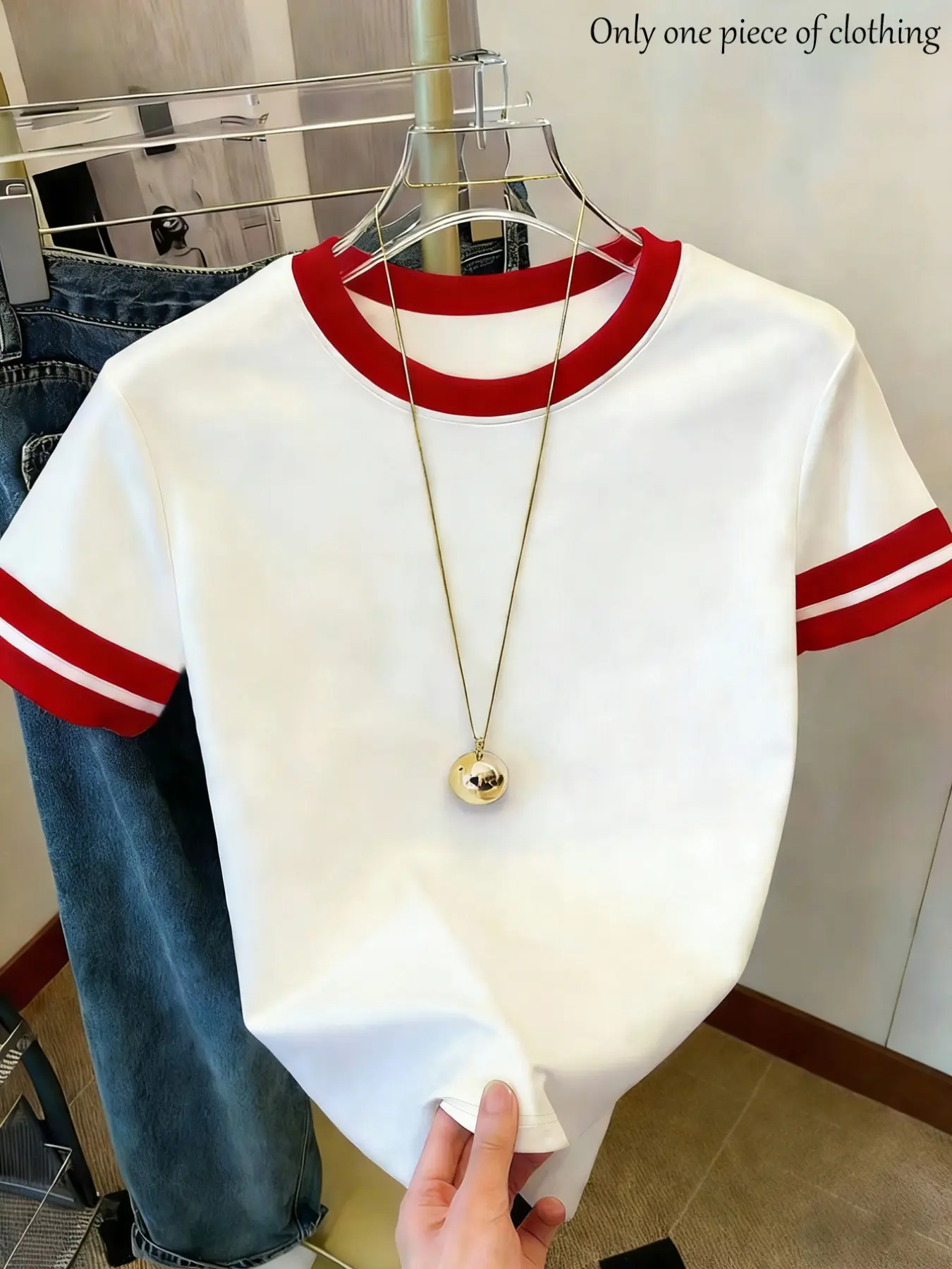 2026 Summer New Retro Sporty Colorblock Short Sleeve T-Shirt, Classic, Breathable Comfort, Casual Wear, Sports Event