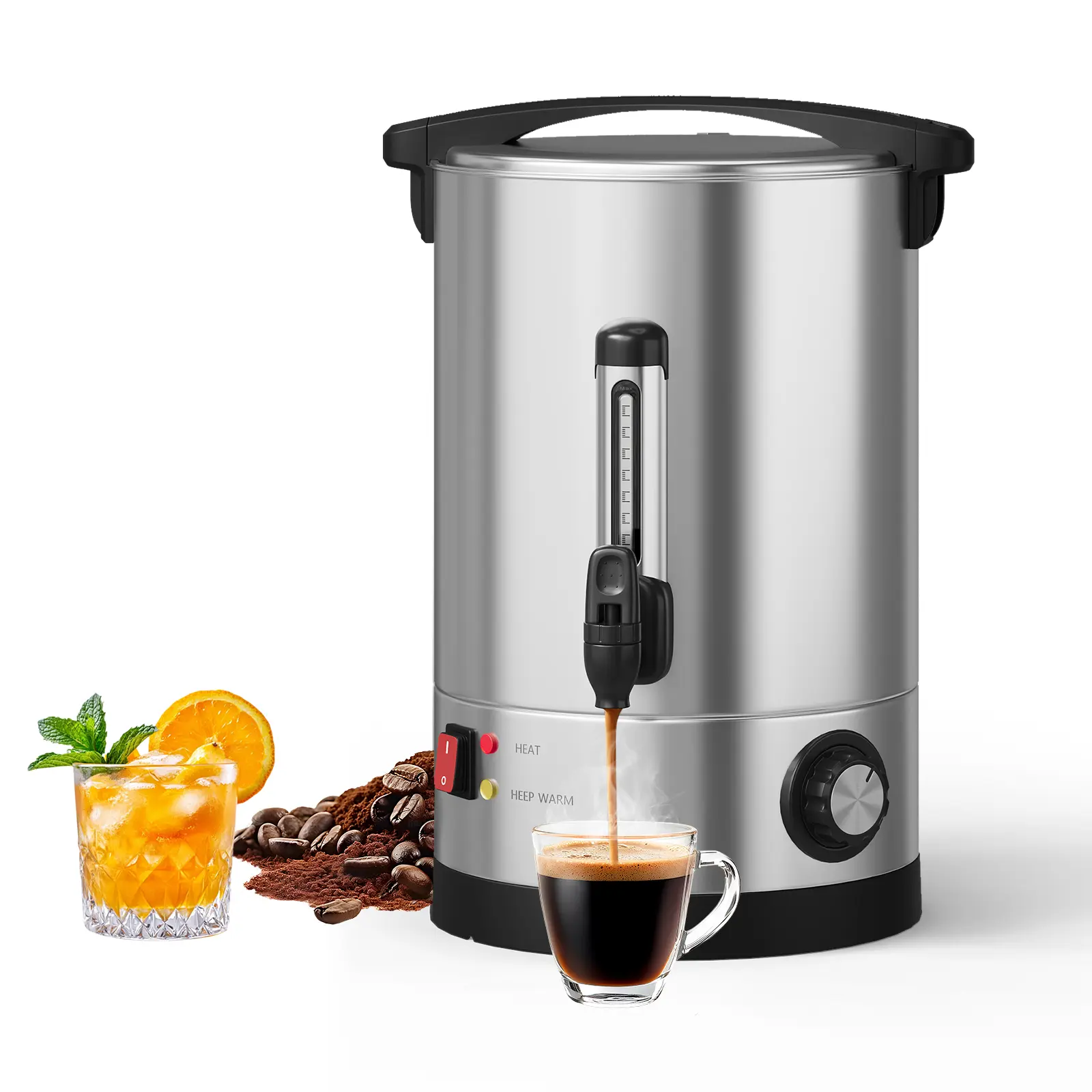Fast Brew Double Wall Stainless Steel Coffee Urn - Commercial Hot Beverage Dispenser - Large Capacity Coffee Maker with Filter Basket for Parties, Catering, Weddings, Business Events