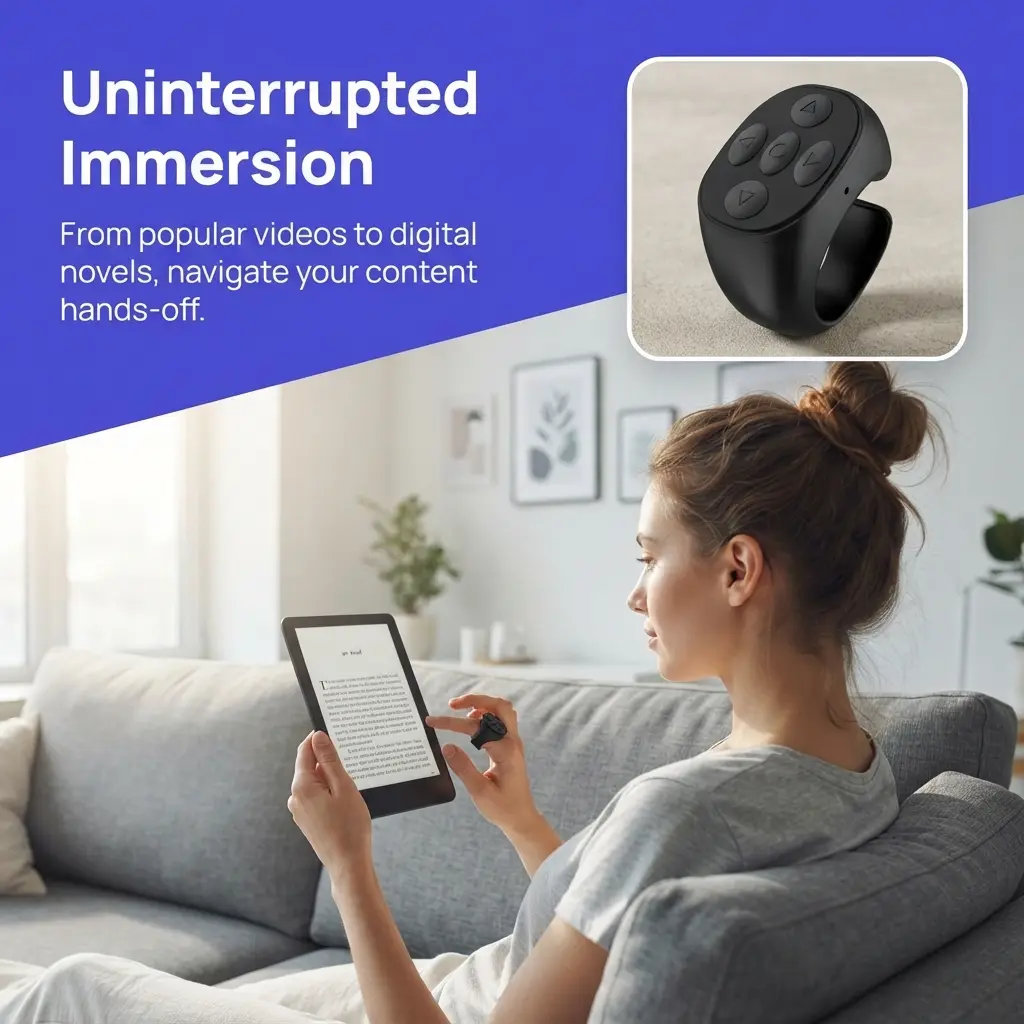 Bluetooth Smart Ring Remote Control with Charging Case, Wireless Phone Photo Controller, Hand‑Free TikTok Scrolling & Selfie Gadget, Compact Portable Wearable Shutter Remote for iOS & Android Smartphones