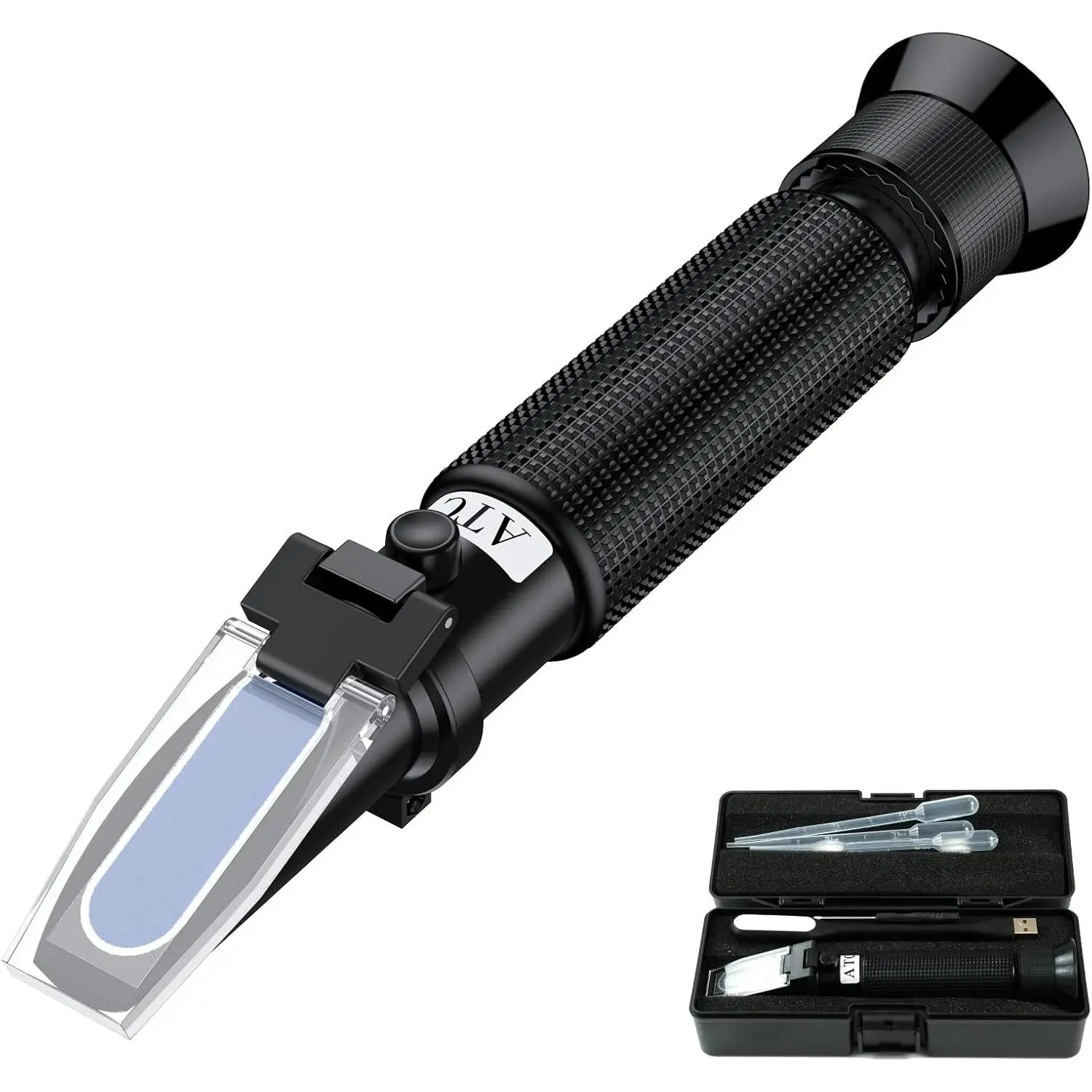 Professional Salinity Refractometer Salt Tester, Dual Scale 0-100 PPT & 1.000-1.070 Specific Gravity with ATC Function for Saltwater Pool Aquarium Tanks