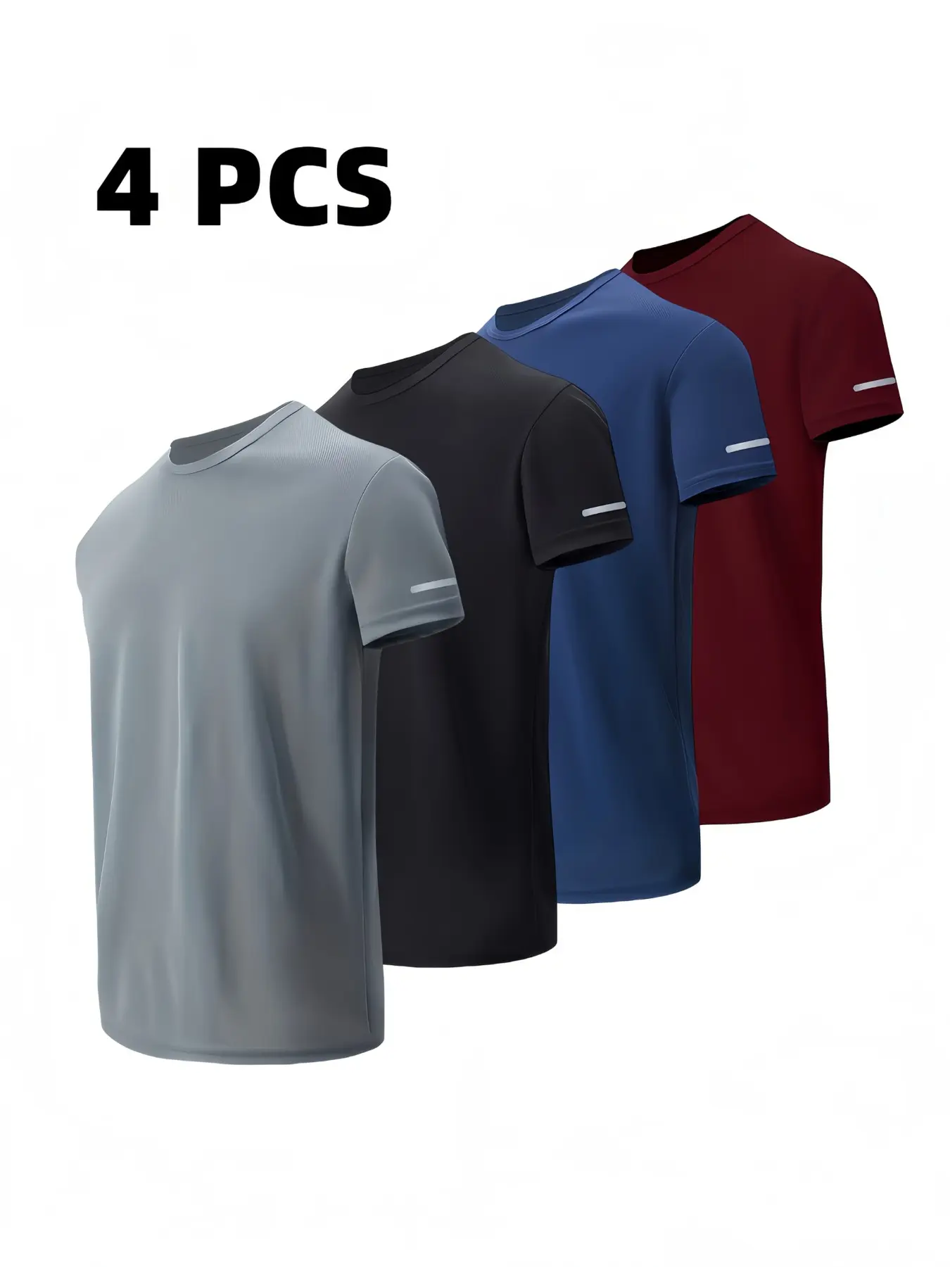 4-Pack Men's Casual Sport T-Shirts, Short Sleeve Round Neck, Breathable Fabric, Ideal for Running, Cycling, Basketball, Outdoor Fitness