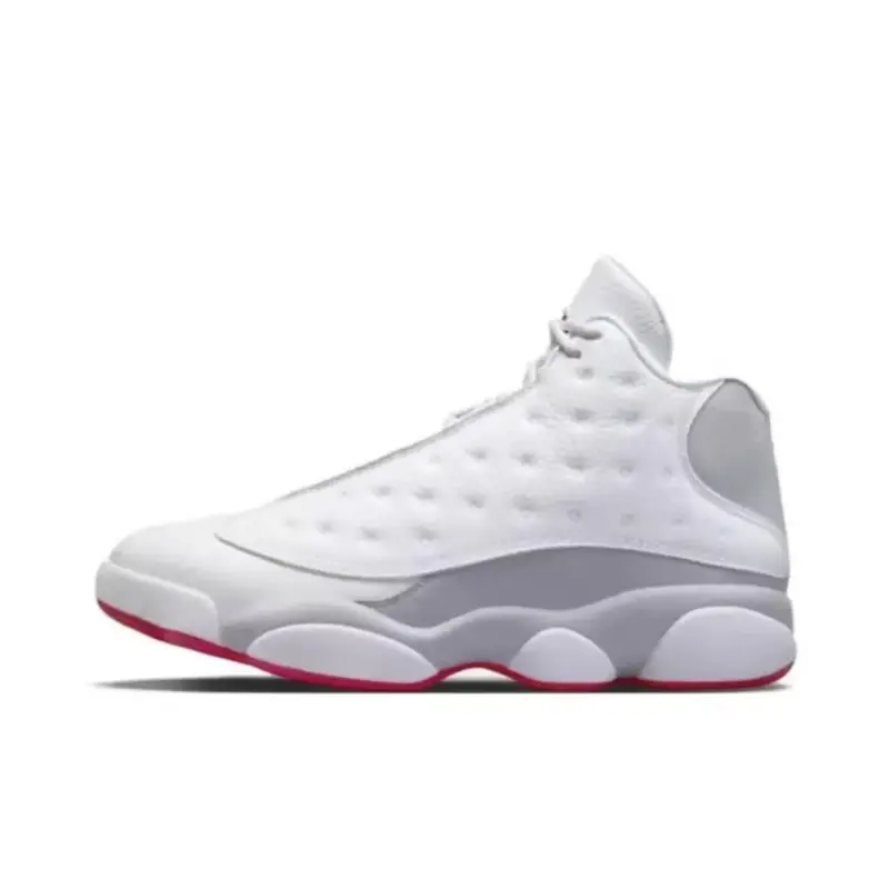 Premium High Top Basketball Sneakers for Men, Classic Retro Style White Gray Red Streetwear Shoes, Comfortable Cushioned Midsole Breathable Daily Walking Sports Shoes