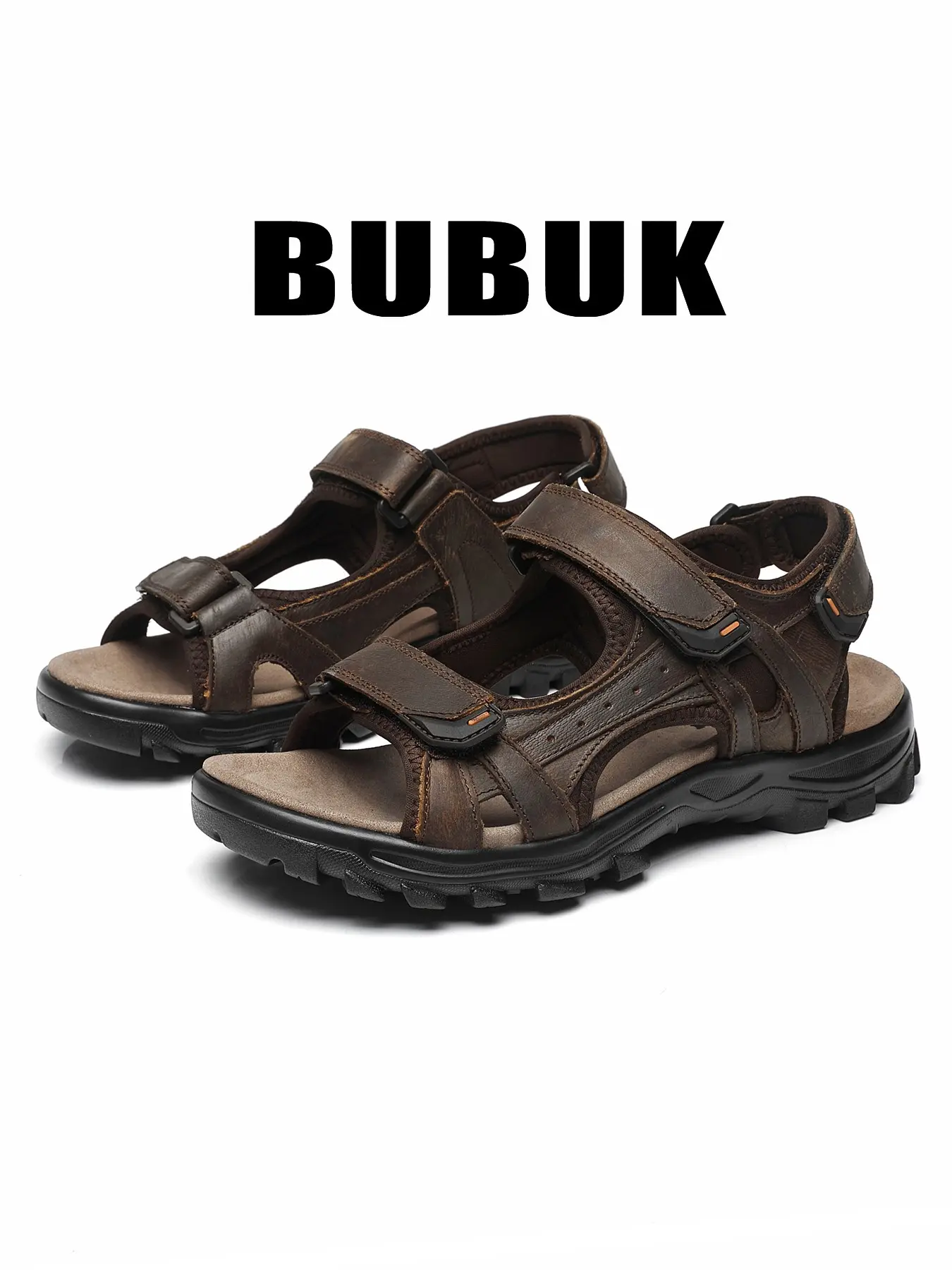 Bubuk Men's Genuine Leather Sandals, First Layer Cowhide Craftsmanship, Subtle Design for Office and Daily Wear, Stylish Men's Footwear