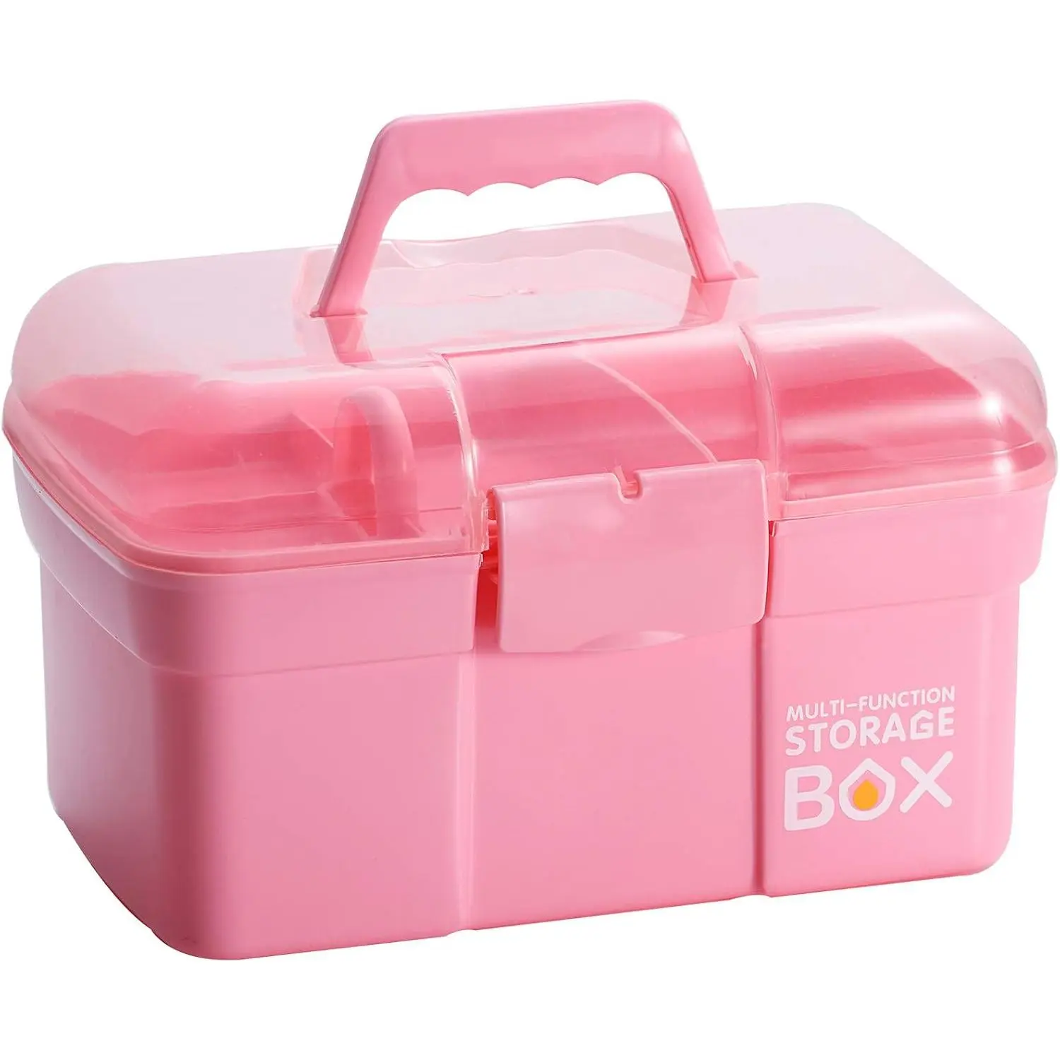 11-in Modern Multipurpose Storage Box Set with Removable Tray, Home Organizer for Art Craft, Cosmetic (Pink)