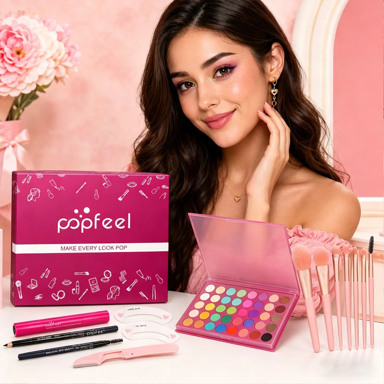 Dual-Use Eye Makeup Set: Precision Tip Gel Eyeliner + Multi-Color Eyeshadow Palette, Smudge-Proof Liner & Long-Wear Eyeshadow Combo for Daily & Party Looks