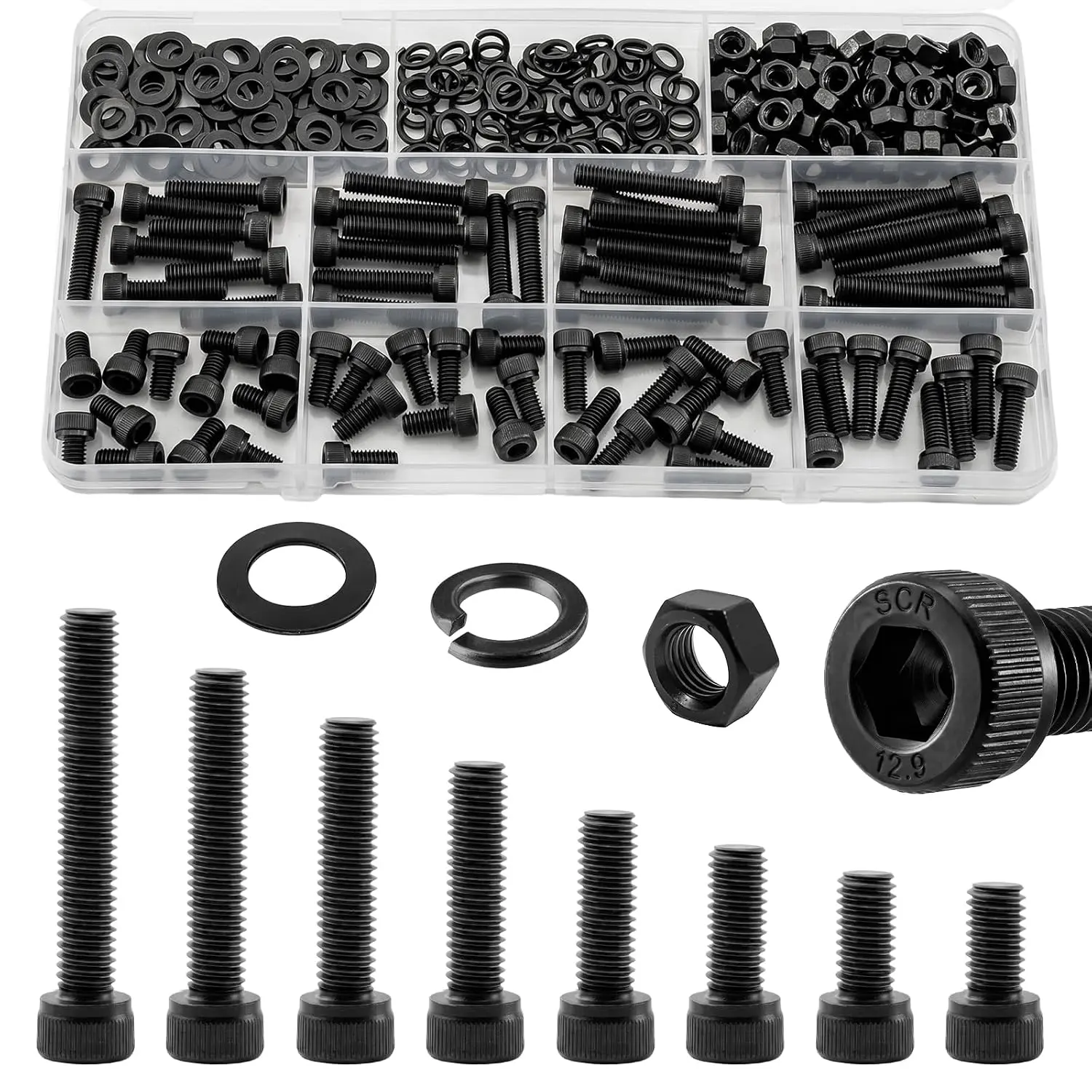 176 count  M6 Hex Socket   Screws Kit, M6x8-35mm, 12.9