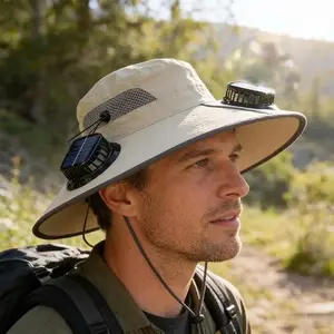 New type of solar-powered outdoor cooling fan hat - Sun hat with solar fan | Three-power rechargeable fan | Outdoor waterproof fan | Ideal choice for sports events | Men's and women's design | TikTokShopSpringGlowUp Sun cape lightweight golf hat