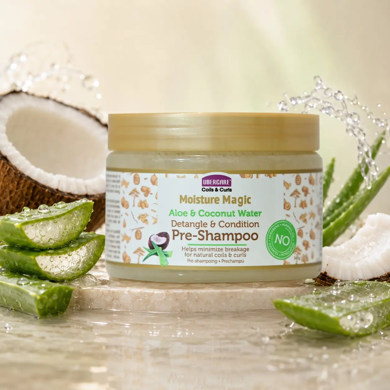Pre-Shampoo Hair Detangler for Coils & Curls, Aloe & Coconut Water Pre-Wash Hair Care, Helps Soften Knots and Tangles for Curly, Coily and Textured Hair, 12 oz