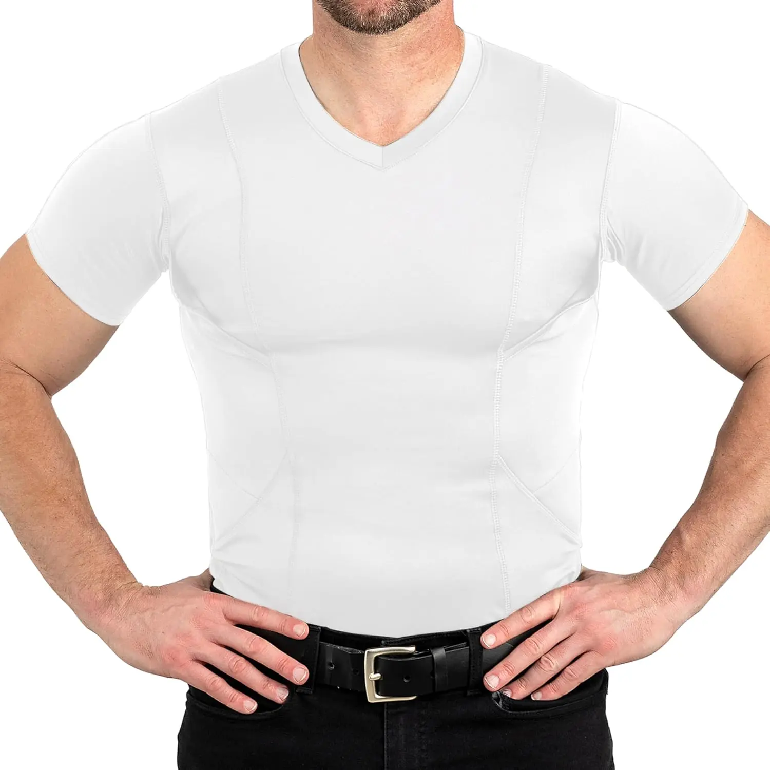 Concealed Carry Holster Shirt| Quick Access Open Pocket with Large Storage| Mens V-Neck