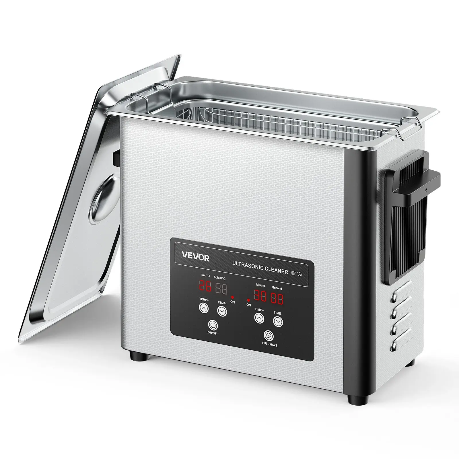 【DealsForYouDays】VEVOR 6L Stainless Steel Ultrasonic Cleaner, 120W 40kHz Professional Machine with Cleaning Basket, Digital Control, Adjustable Temp, for Watches, Jewelry, Razors