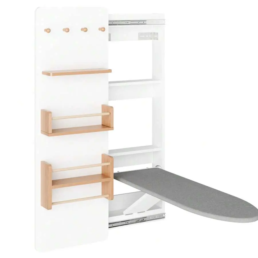 -Mounted Ironing Board Cabinet With Foldable Ironing Board And Storage Rack, Space-Saving Ironing Station, Suitable Bathroom, Laundry Room And Bedroom