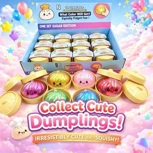 1/12 piece set - Sparkling dumpling with steamer, soft Fidget baozi squeeze toy, used to relieve adult stress and anxiety, soft squeeze stress relief dough - soft and fluffy squeeze toy - color random