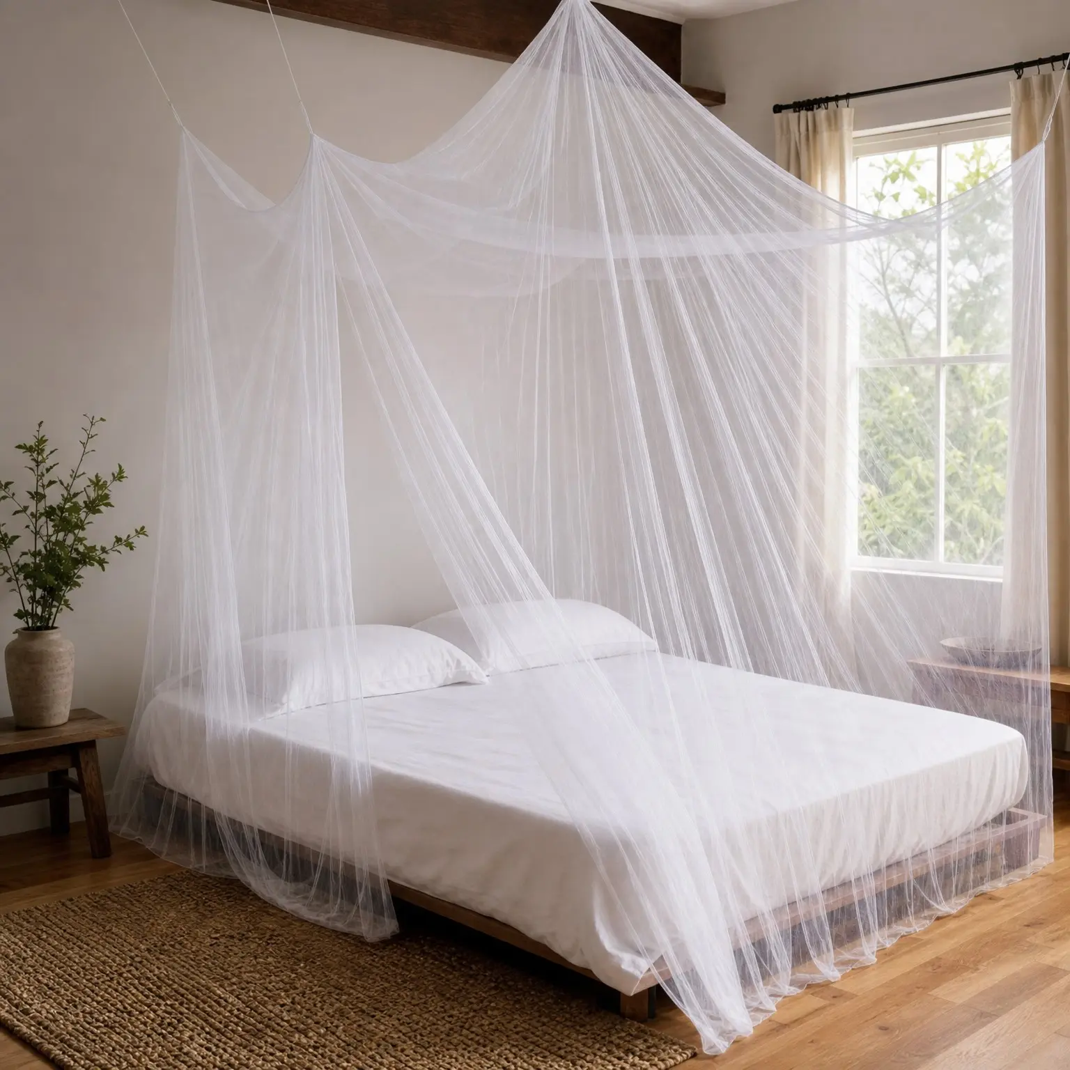 XL Mosquito Net Canopy for Bed, Patio & Camping - Fits Double, Queen & King Size Beds, Fine Mesh with 2 Entrances, Easy Install Hanging Kit & Storage BagGift
