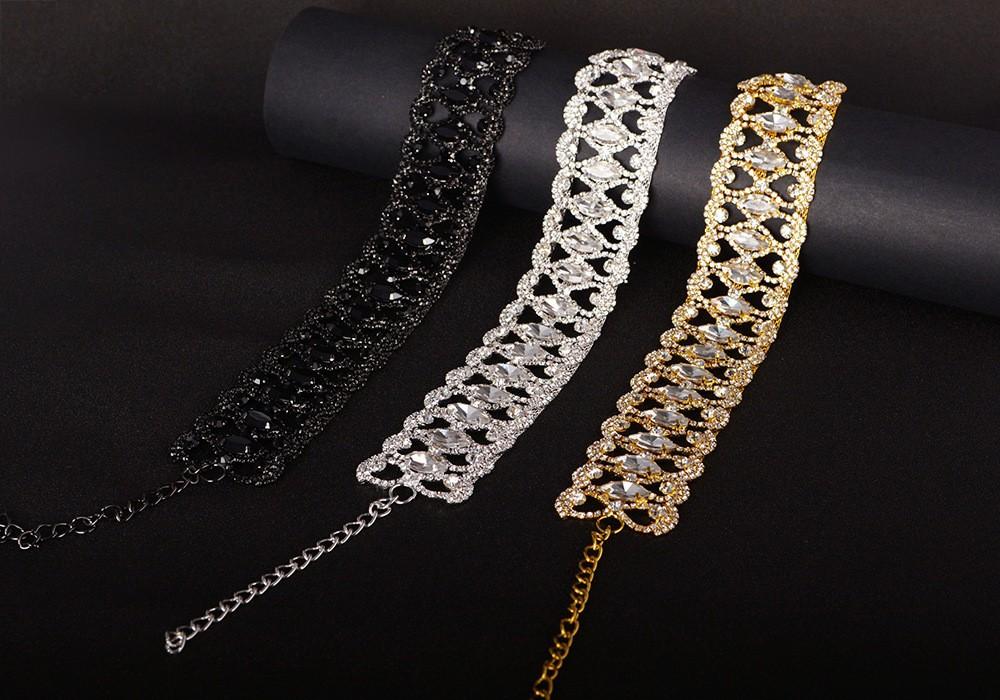 Luxury CZ Lattice Choker Necklace, Gold Plated Statement Choker, Formal Evening Jewelry for Women