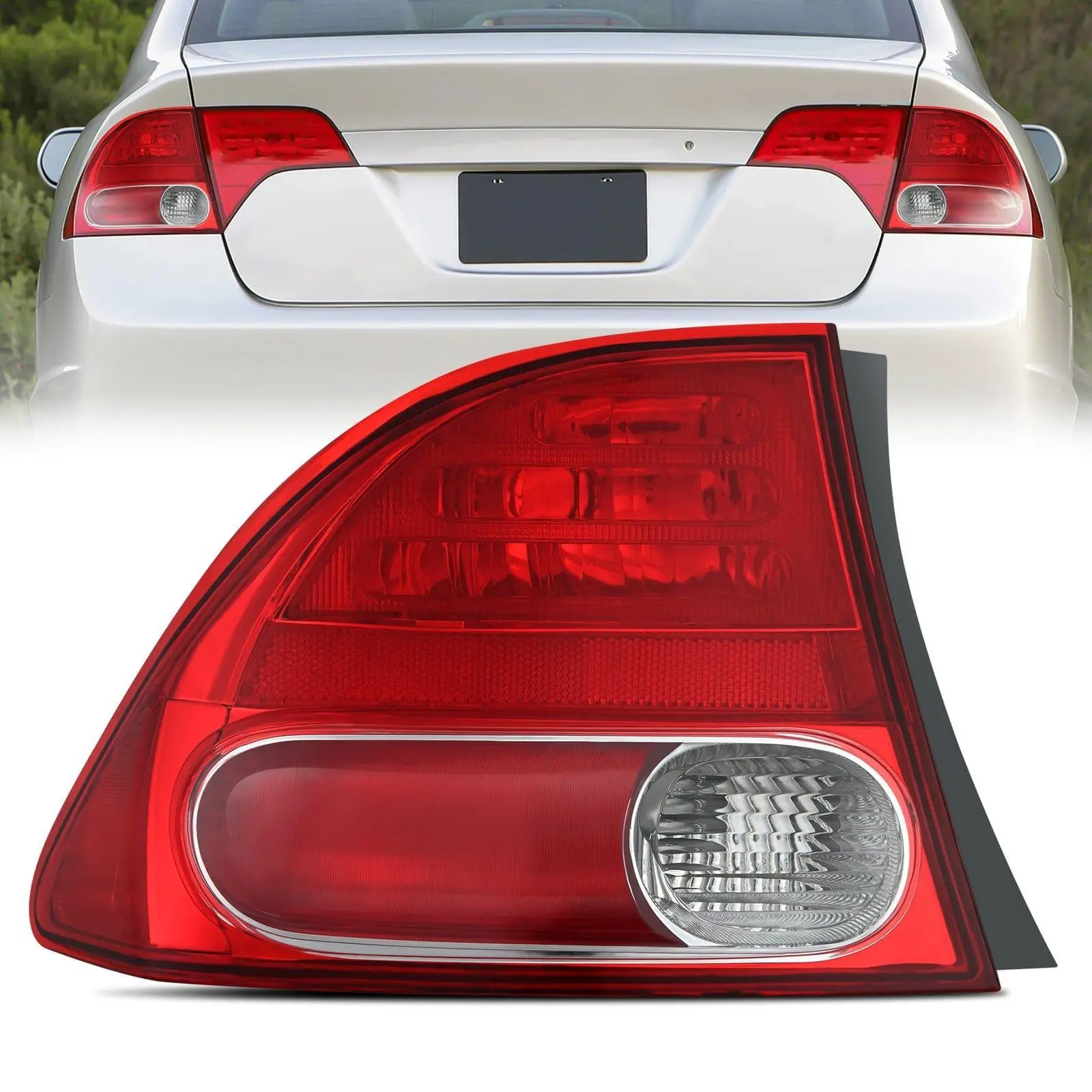 Nilight Iron Waterproof Automotive Rear Lamp Assembly - OE Style Sealed Housing, OE Socket Fit, High-Impact Lens Advanced Taillights for 2006-2008 Honda Civic 4-Door Sedan, Hybrid, DX, EX, GX, LX, Plug-In Install, Boost Nighttime Visibility Car Accessory