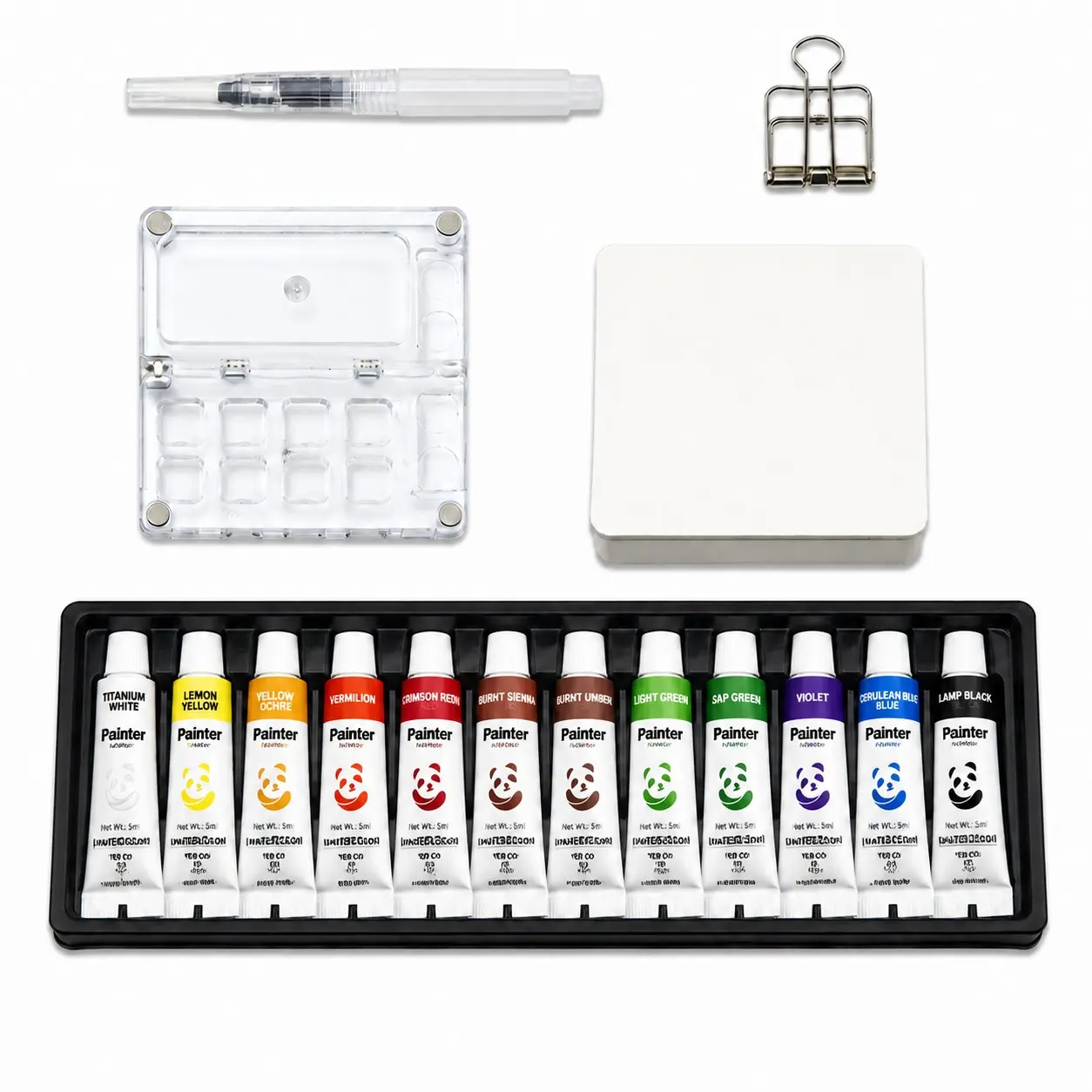 12 Color 5ML Watercolor Paint Set, Portable Palette, Sketchbook, Fountain Pen, Clip, Outdoor Art Creation Kit, Perfect for Artists