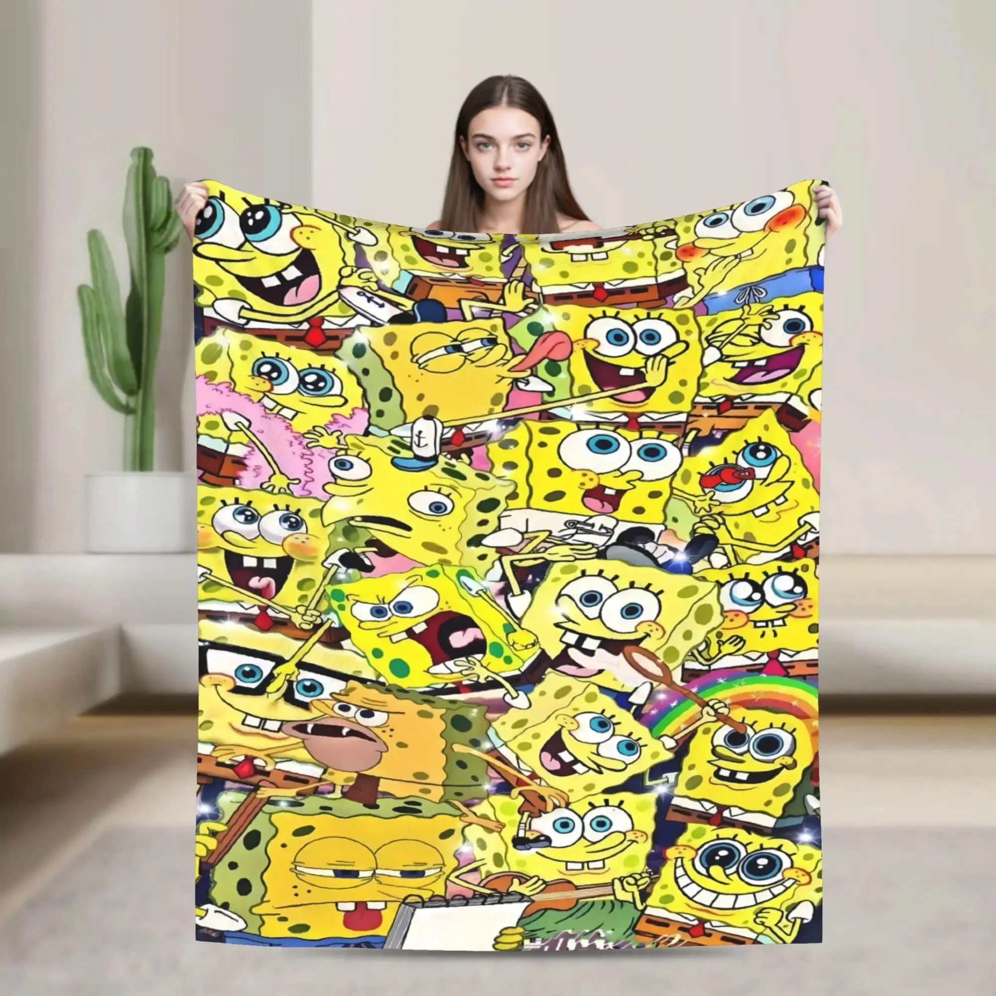 Cartoon Vintage Dense Character Scrap Flannel Blanket Warm Bedding Throws for Girls Boys Home Decor Bedspread Sofa Bed Cover